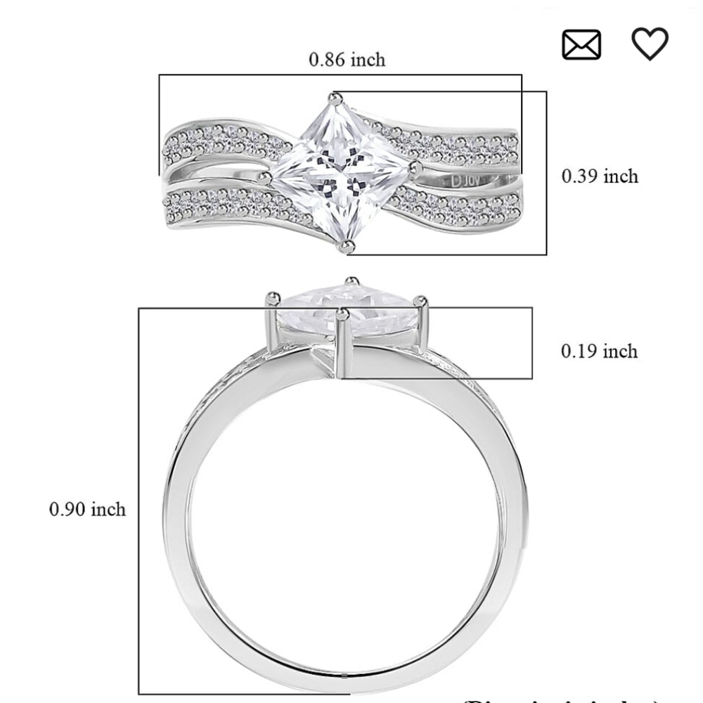 ๐๏ธ๐ Moissanite Bypass Band Ring in Rhodium Over Sterling Silver ( Size 6.0)๐ - Picture 6 of 16